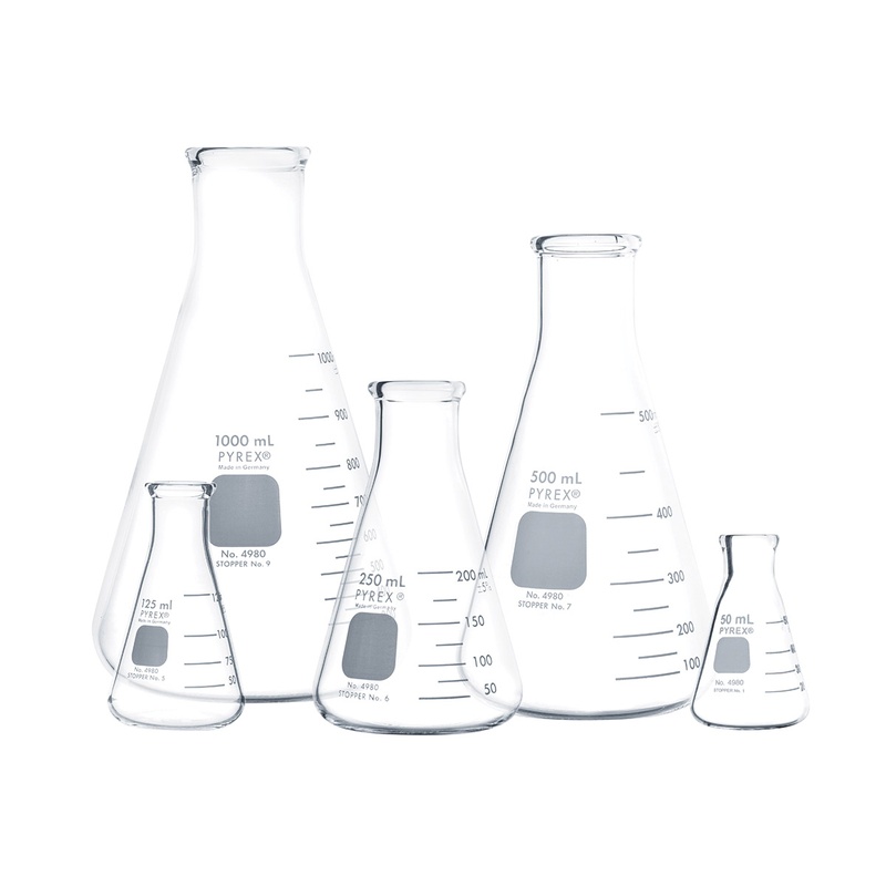 Corning Pyrex Narrow Mouth Erlenmeyer Flask Assort; 4980-Pack